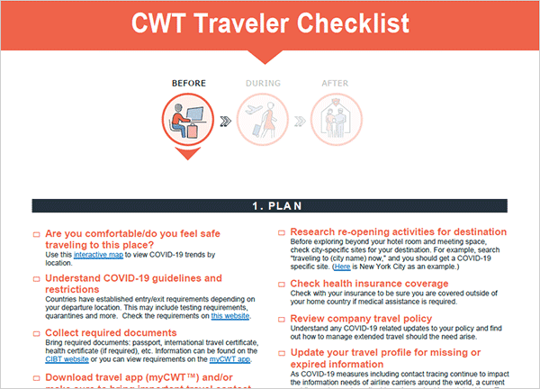 international travel checklist covid