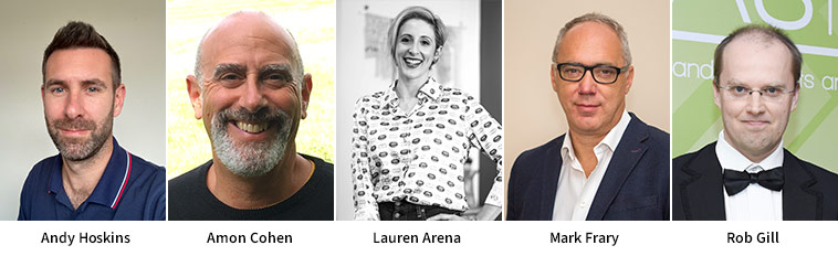 photos of Andy Hoskins, Amon Cohen, Lauren Arena, Mark Frary, Rob Gill
