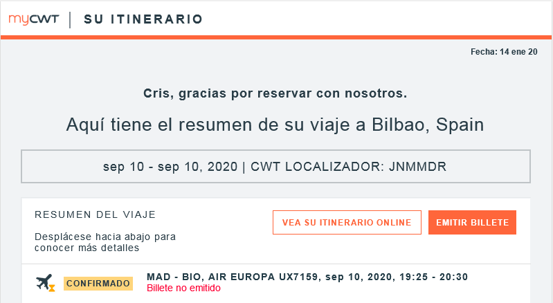 myCWT Itinerario