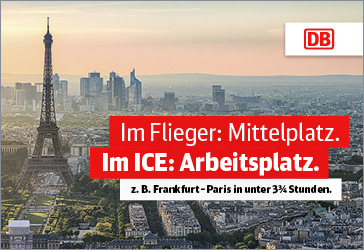 Im Flieger - Mittelplatz. Im ICE - Arbeitsplatz.