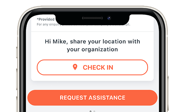 Check in safe mobile screen