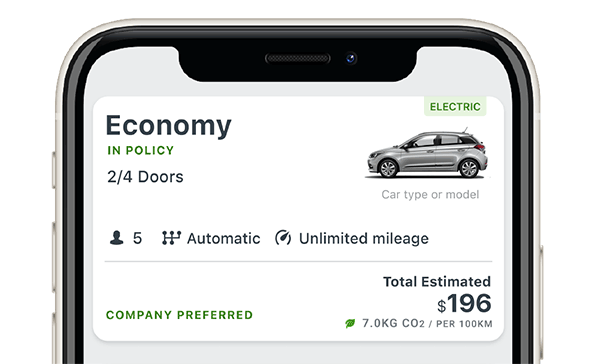 Car booking – carbon emission estimates
