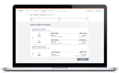 Flight modification: myCWT web