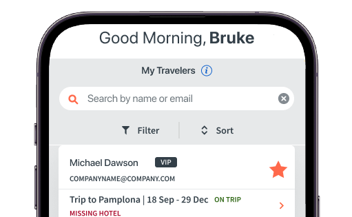 Travel arranger experience: Enhanced mobile view
