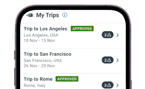 Trip approval - mobile screen
